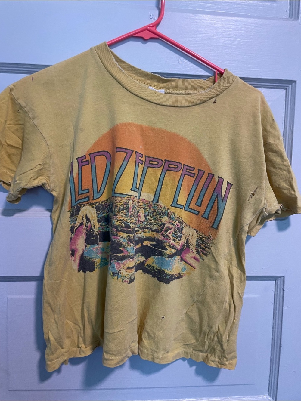 MadeWorn Yellow Led Zeppelin Short Sleeve Tee with Multicolor Graphic